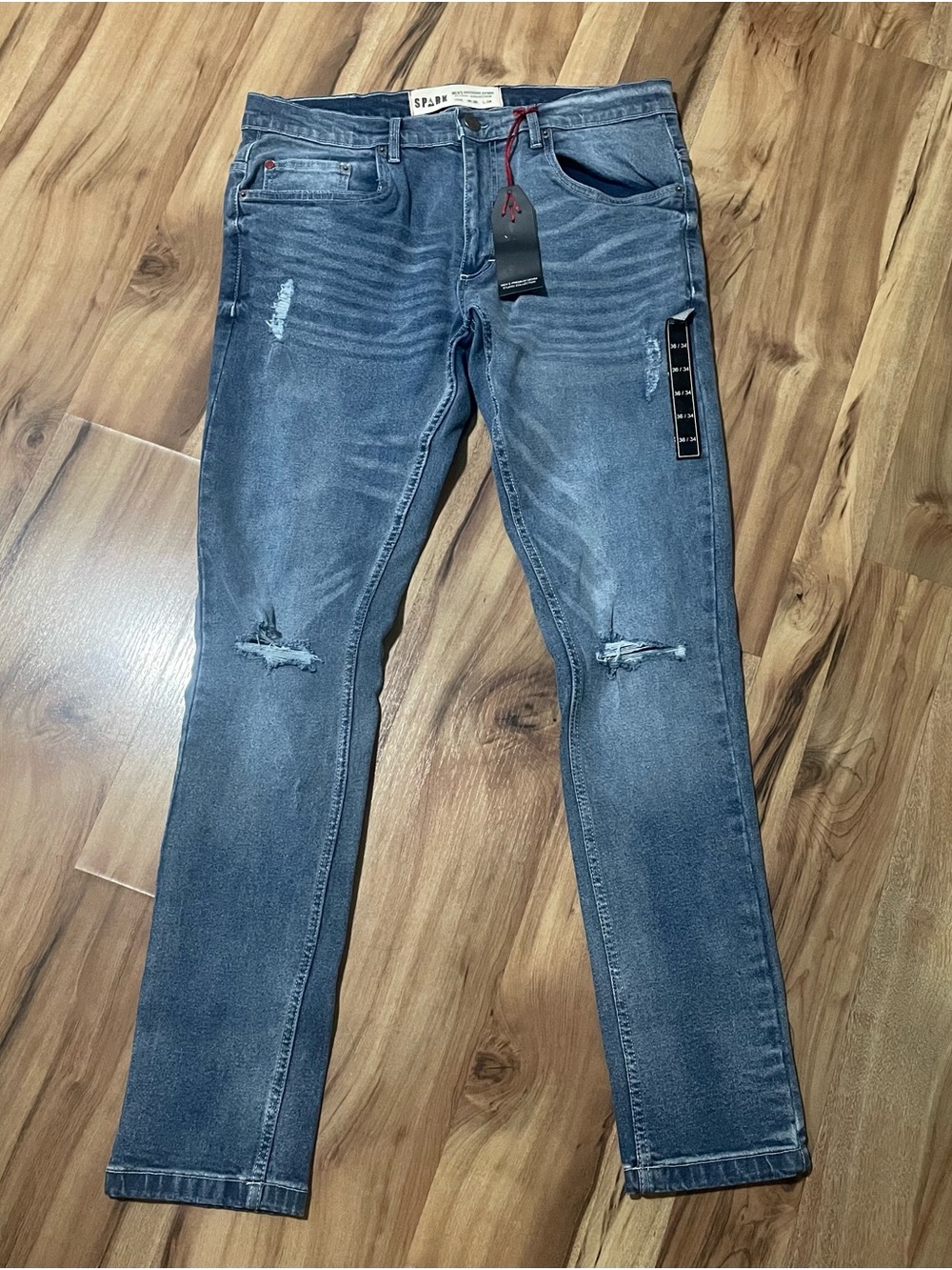 NWT SPARK Blue Denim Skinny Jeans 36x34 Aesthetic Streetwear